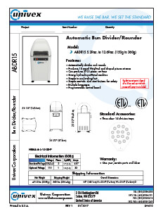 Univex DR11 Dough Divider Rounder w/ Manual Cutting, (11) 11 oz to 23 oz  Portions, 115v