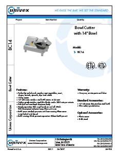 8713S - Automatic Premium Slicer - Univex Corporation